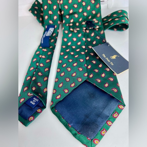 Polo Ralph Lauren Green Silk Tie Paisley "The Polo Tie" NWT 56" - Picture 2 of 6